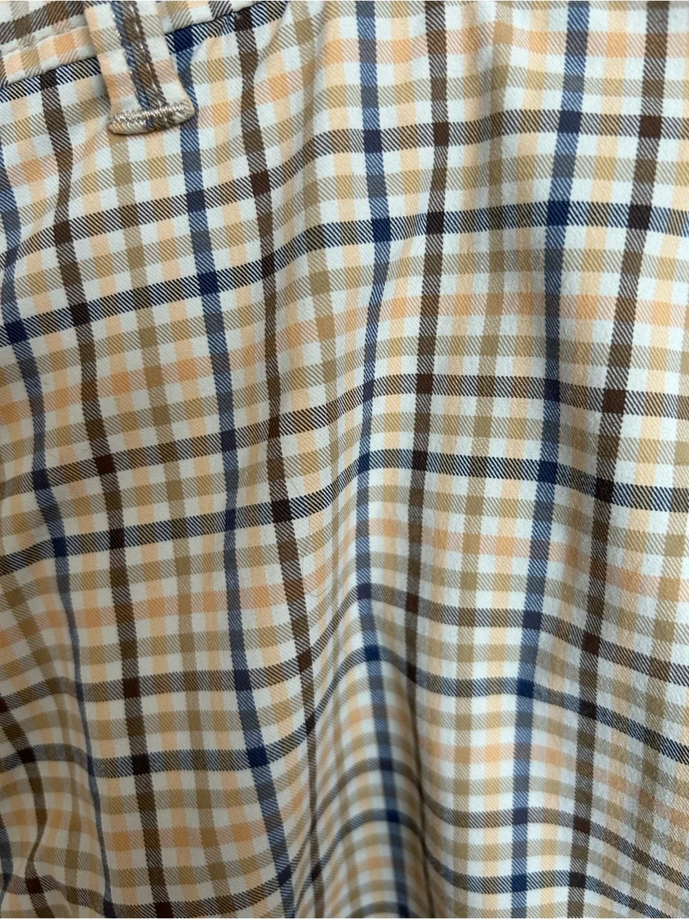 Tommy Bahama Beige and Navy Plaid Flat Front Shorts
